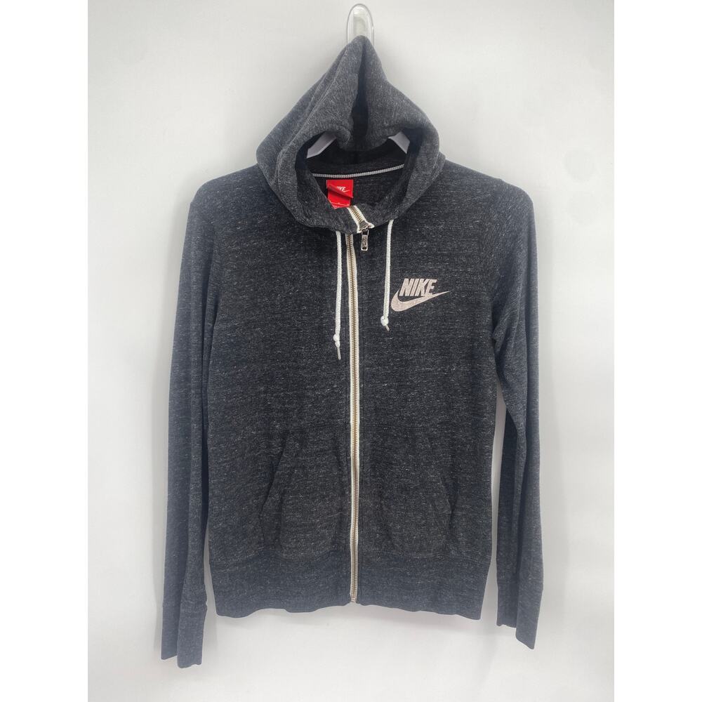 Nike Sportswear Gym Vintage Jersey Knit Hoodie in Blackened Heather Full Zip M